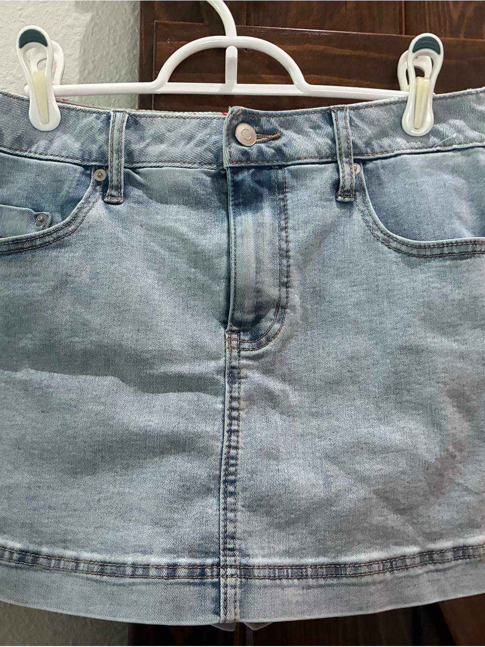 Altar'd State Light Blue Denim Mini Skirt